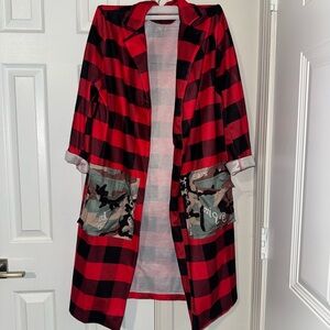 Red and Black Plaid Women's Coat